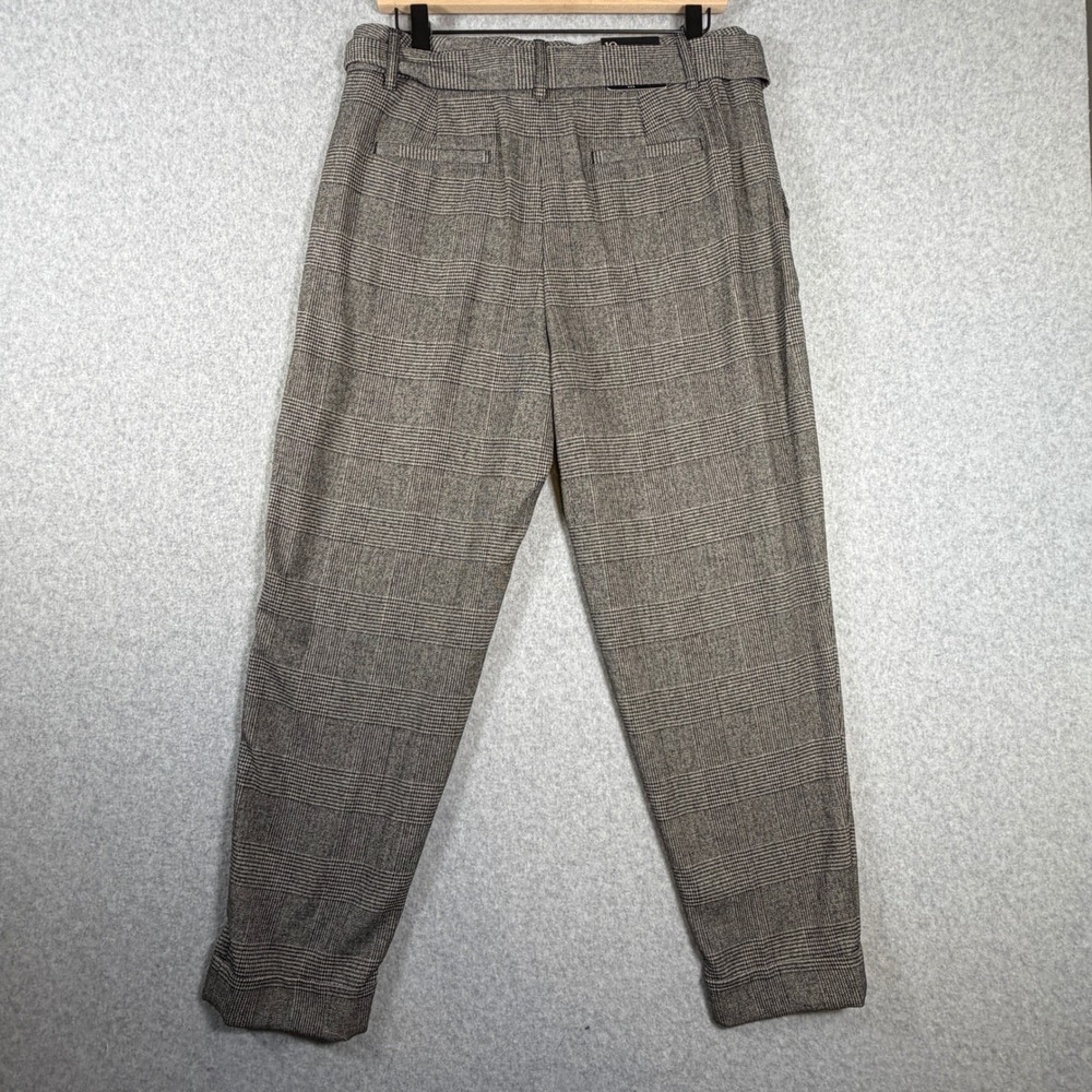 NWT Banana Republic Pleated Tapered Cuffed Pants Charcoal Glen Plaid Y2K Preppy - Picture 2 of 10